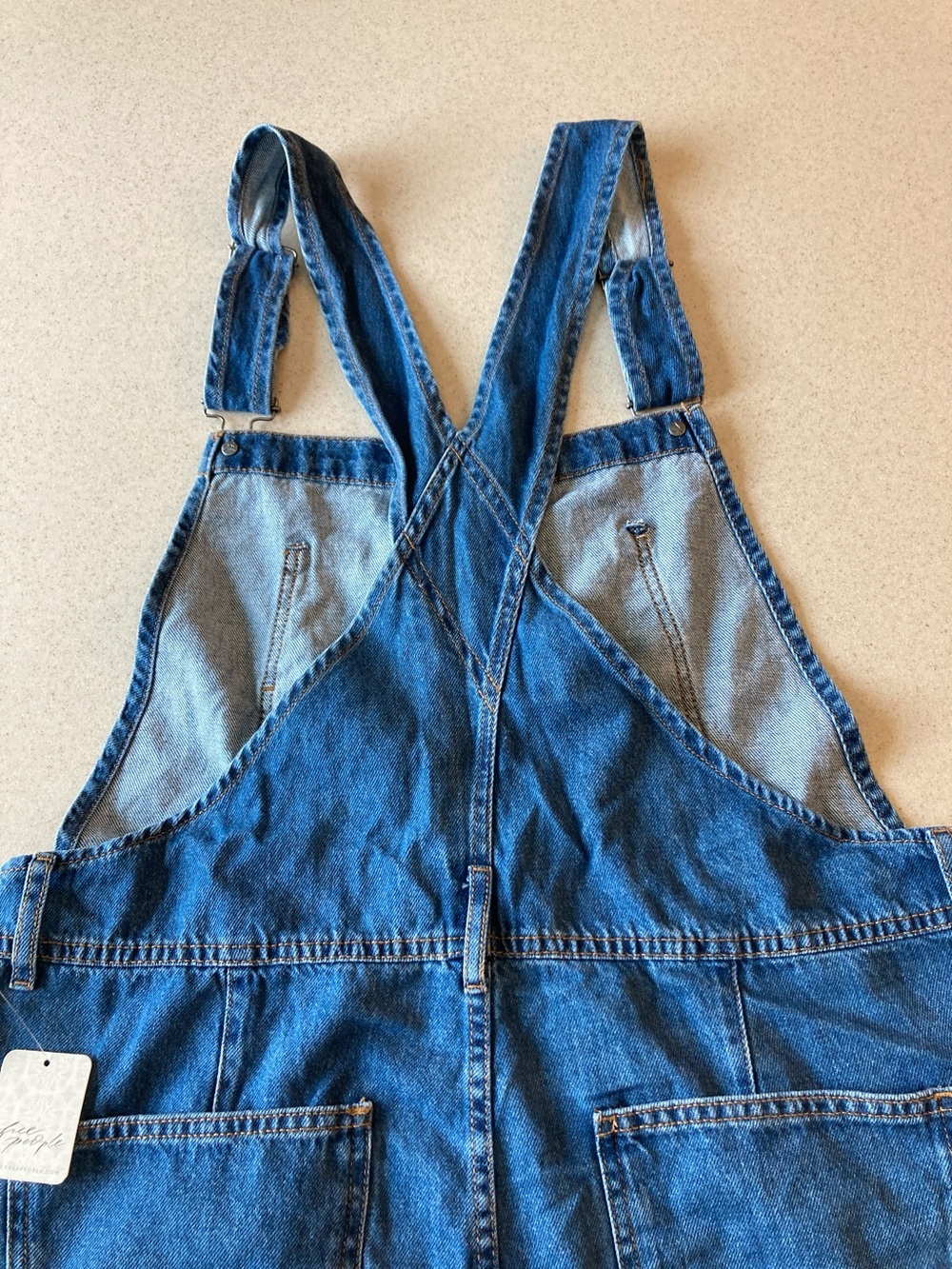 Free People Blue Denim Overalls - Classic Bib Style Women Size XL - Picture 3 of 16